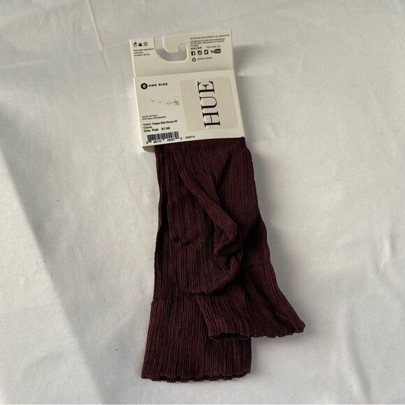 HUE Women's Triple Rib Knee Hi Socks One Size Claret - Picture 4 of 4
